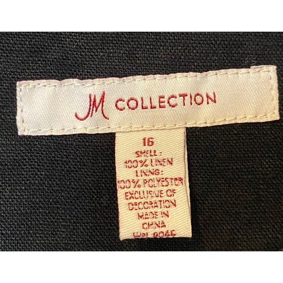 NWT JM Collection Womens Iris Garden Embellished Linen Blazer Jacket Black Sz 16 - Picture 5 of 14